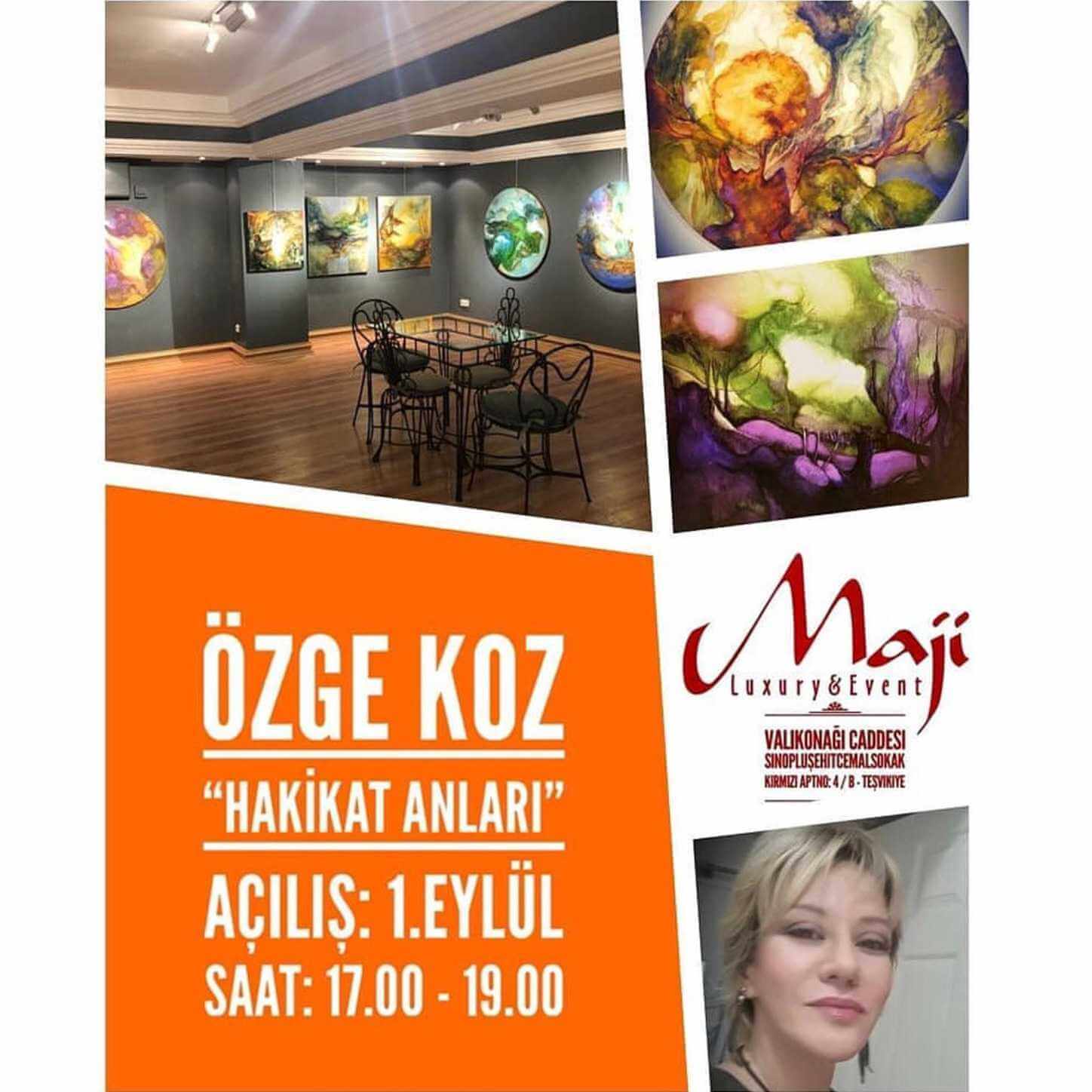 Hakikat Anları – Özge Koz Kişisel Resim Sergisi Hakikat Anları sergisinde Özge Koz'un MAJİ Gallery & Decorist'te sergilenen soyut resim çalışmaları